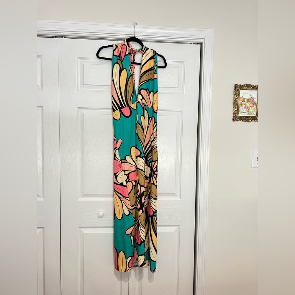 Floral Maxi Dress in Teal and Pink